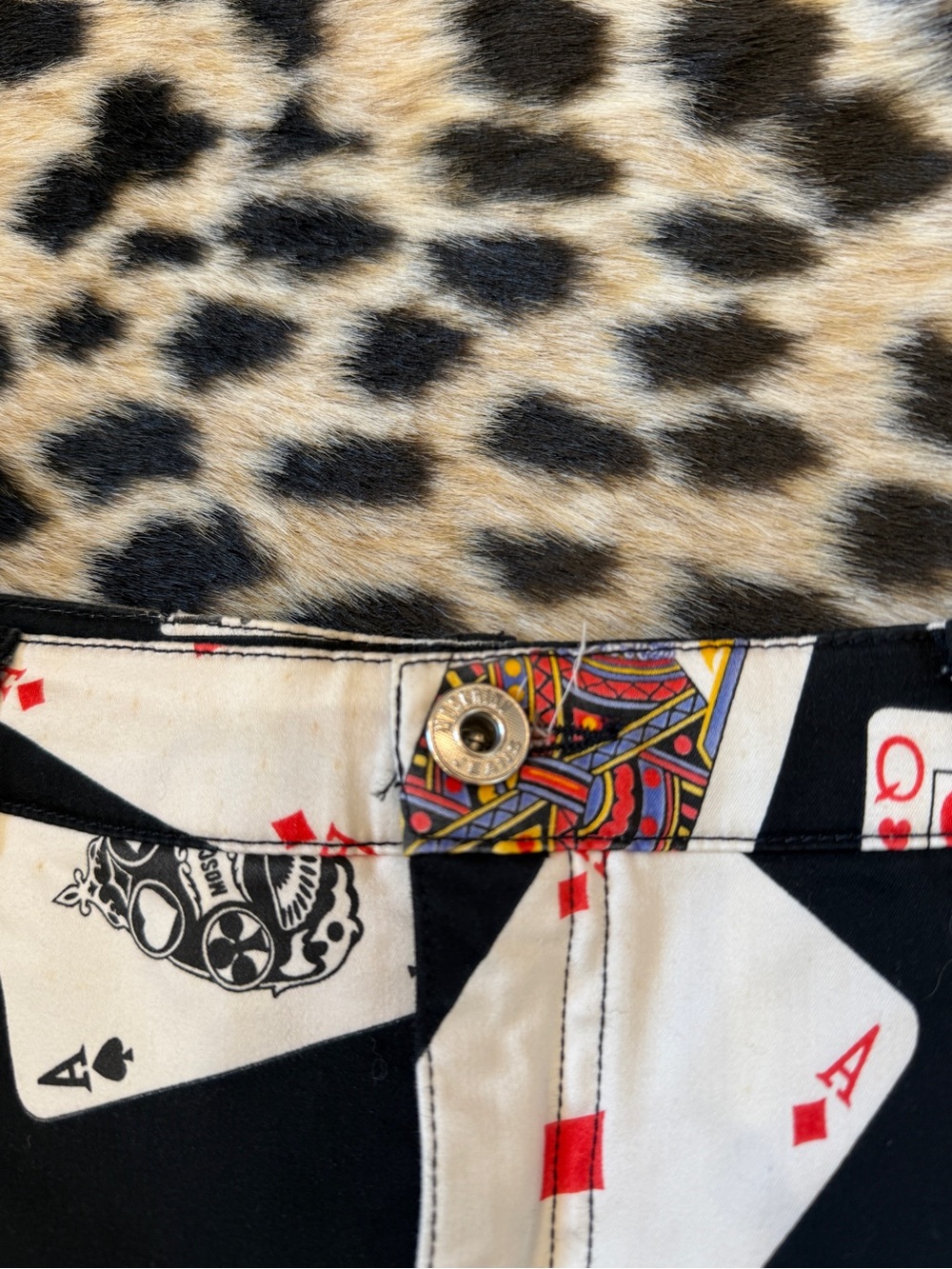 VINTAGE 90s MOSCHINO PLAYING CARDS PENCIL SKIRT VEGAS RARE SIZE US 10 - Picture 3 of 6